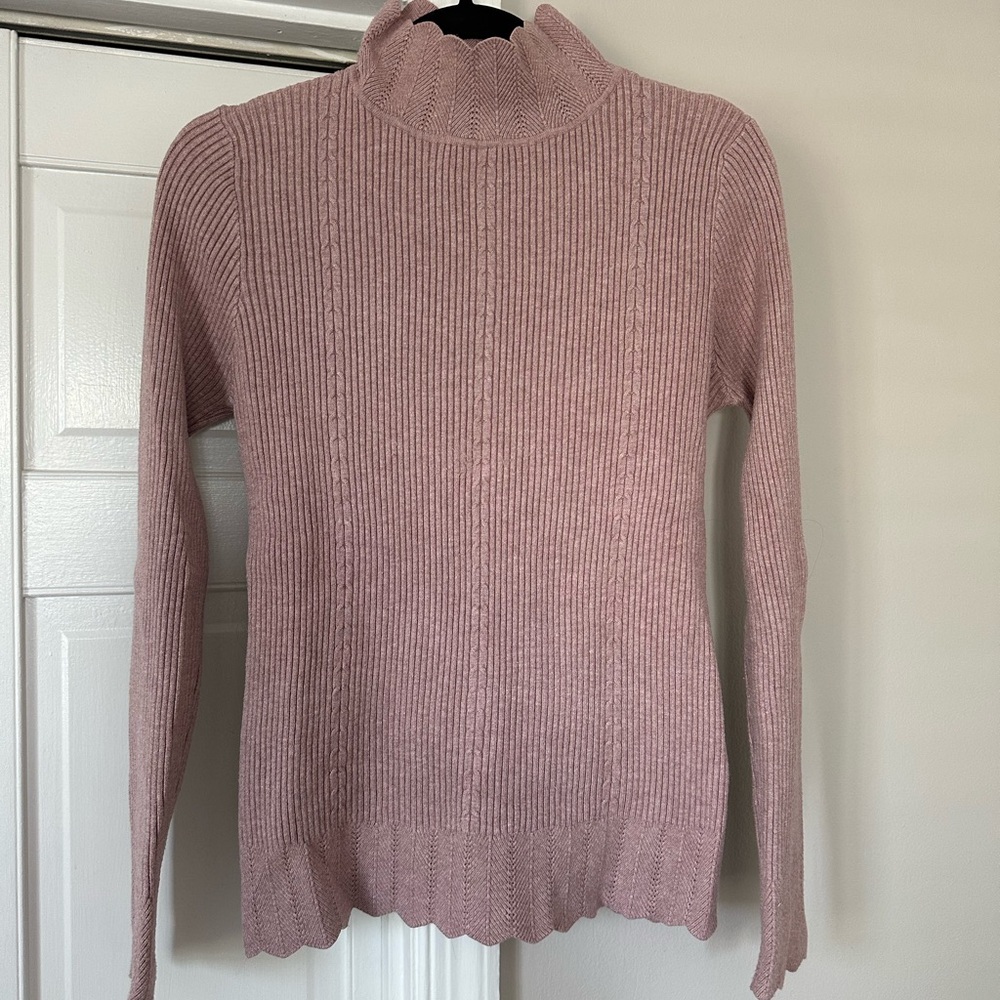 Milani Pink Cowl Neck Sweater with Knitted Texture